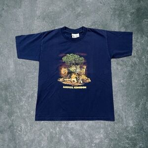 Vintage Y2K Walt Disney World Kids Animal Kingdom Nature Graphic Print Shirt Med